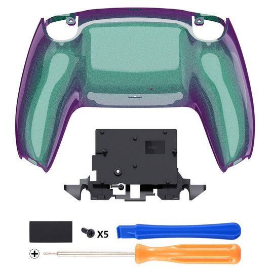 eXtremeRate Replacement Back Housing Bottom Shell for PS5 Controller BDM-010/020/030/040/050/060 - Chameleon Green Purple