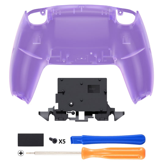 eXtremeRate Replacement Back Housing Bottom Shell for PS5 Controller BDM-010/020/030/040/050/060 - Clear Atomic Purple