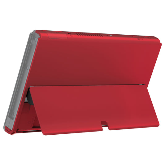 eXtremeRate Replacement Back Plate with Metal Kickstand for Nintendo Switch OLED - Scarlet Red