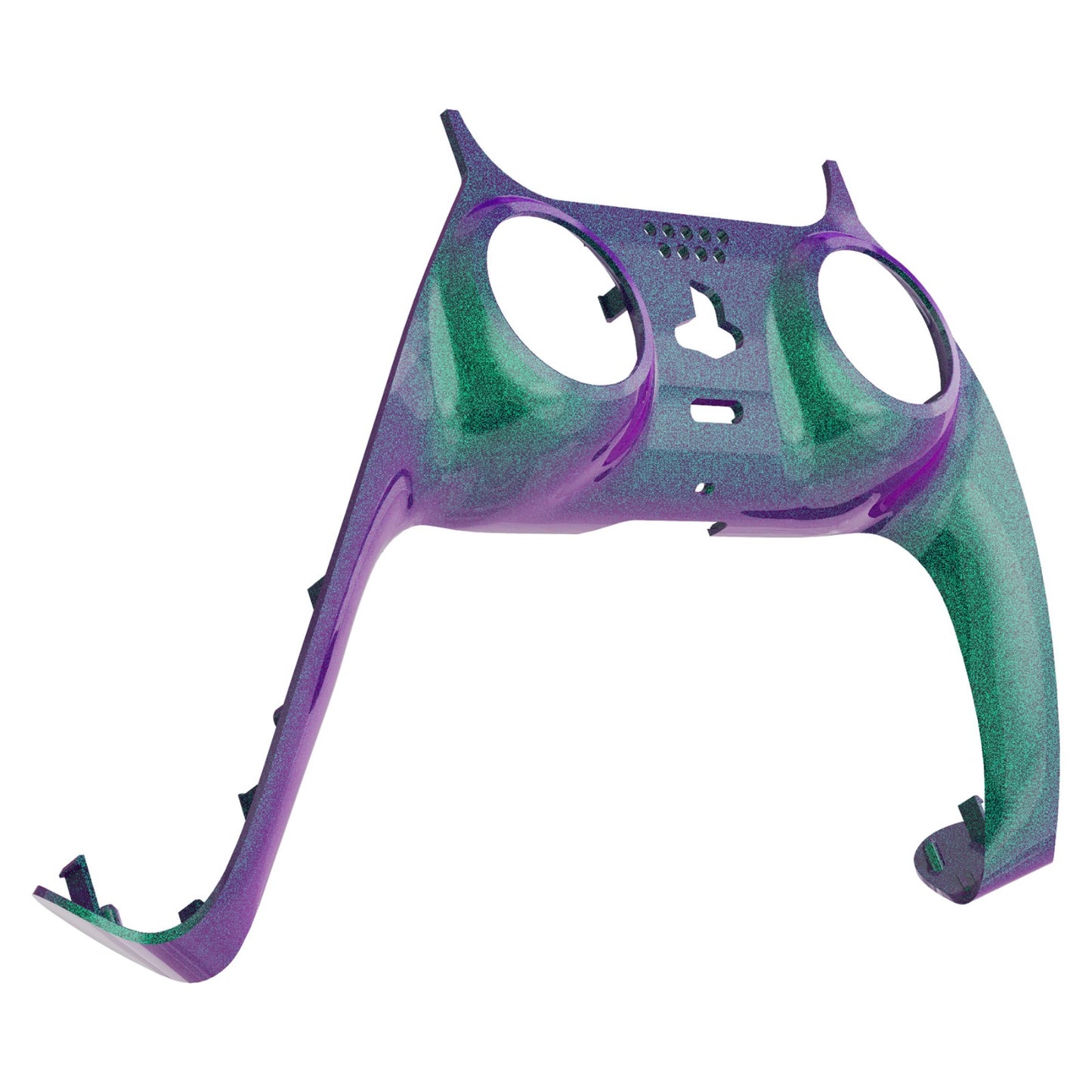 eXtremeRate Replacement Decorative Trim Shell with Accent Rings Compatible with PS5 Controller BDM-010/020/030/040/050 - Chameleon Green Purple