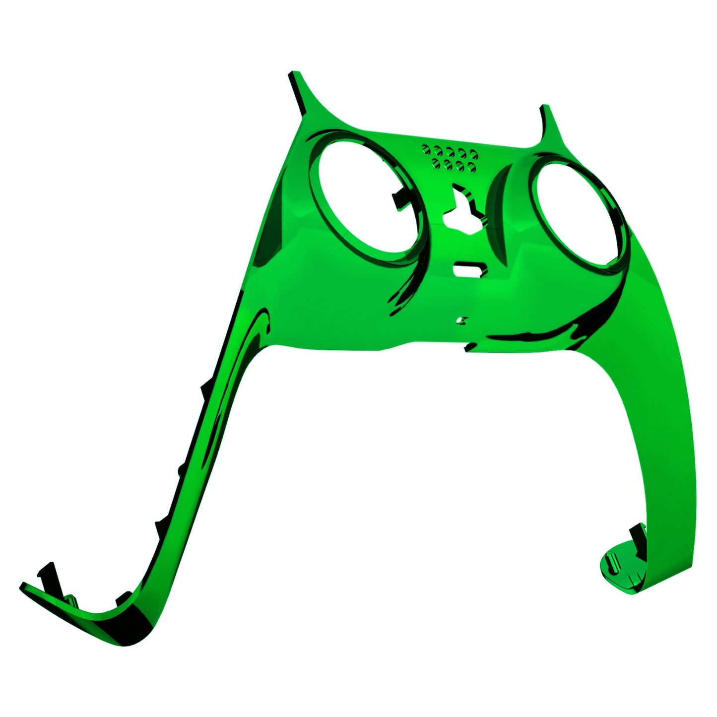 eXtremeRate Replacement Decorative Trim Shell with Accent Rings Compatible with PS5 Controller BDM-010/020/030/040/050 - Chrome Green Glossy