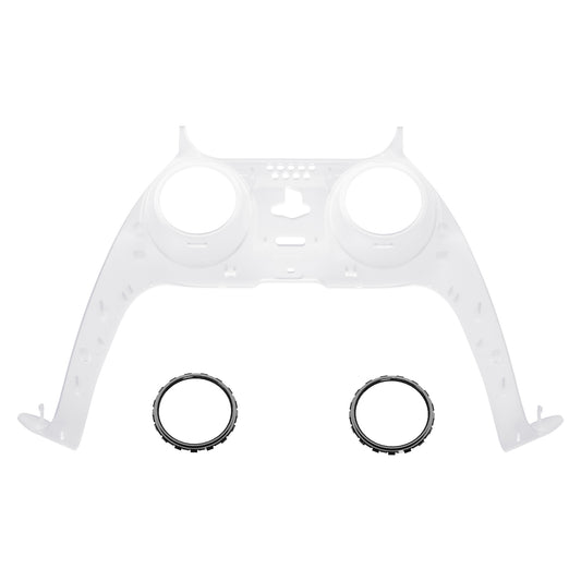 eXtremeRate Replacement Decorative Trim Shell with Accent Rings Compatible with PS5 Controller BDM-010/020/030/040/050 - Clear