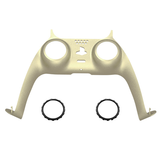 eXtremeRate Replacement Decorative Trim Shell with Accent Rings Compatible with PS5 Controller BDM-010/020/030/040/050 - Metallic Champagne Gold