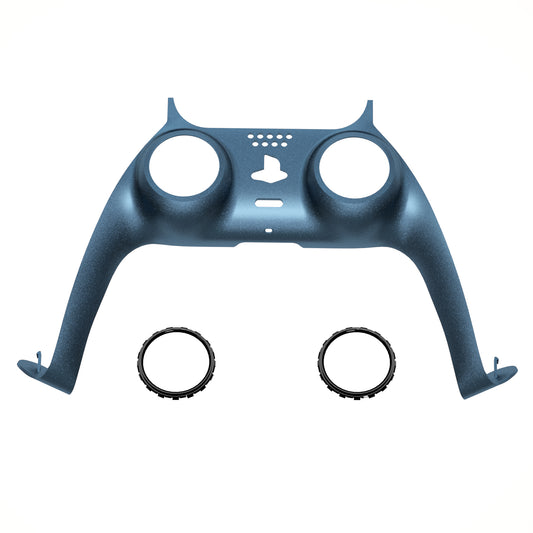 eXtremeRate Replacement Decorative Trim Shell with Accent Rings Compatible with PS5 Controller BDM-010/020/030/040/050 - Metallic Regal Blue