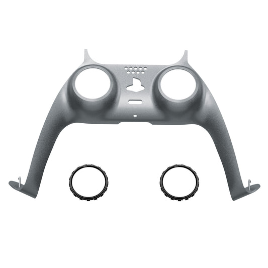 eXtremeRate Replacement Decorative Trim Shell with Accent Rings Compatible with PS5 Controller BDM-010/020/030/040/050 - Metallic Steel Gray