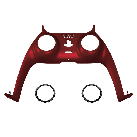 eXtremeRate Replacement Decorative Trim Shell with Accent Rings Compatible with PS5 Controller BDM-010/020/030/040/050 - Scarlet Red
