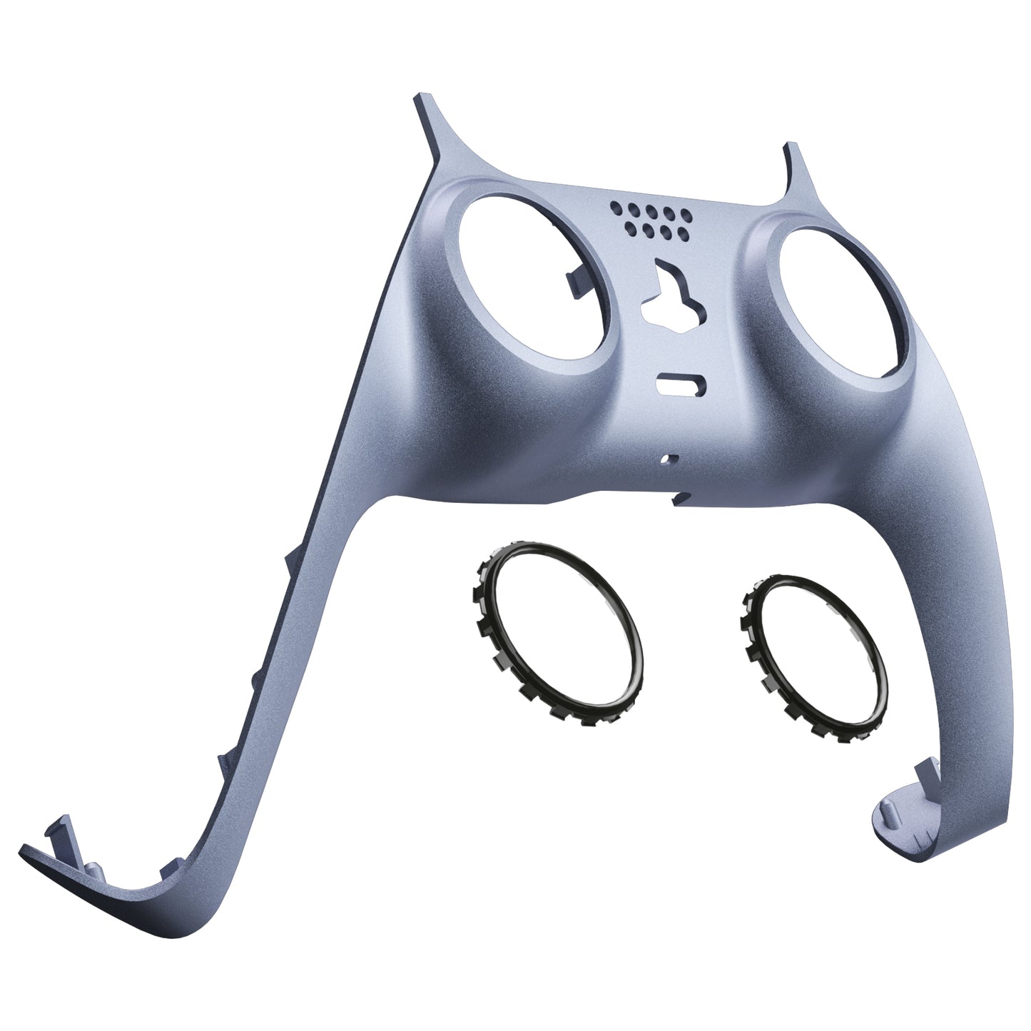 eXtremeRate Replacement Decorative Trim Shell with Accent Rings Compatible with PS5 Controller BDM-010/020/030/040/050 - Sterling Silver