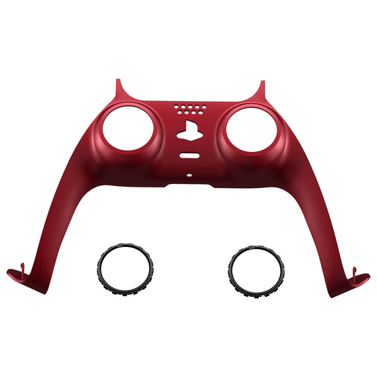 eXtremeRate Replacement Decorative Trim Shell with Accent Rings Compatible with PS5 Controller BDM-010/020/030/040/050 - Volcanic Red
