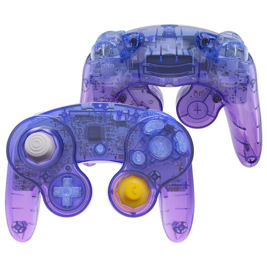 eXtremeRate Replacement Faceplate Backplate with Buttons for Nintendo GameCube Controller NGC - Gradient Translucent Bluebell