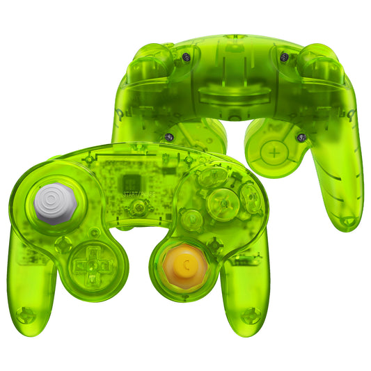 eXtremeRate Replacement Faceplate Backplate with Buttons for Nintendo GameCube Controller NGC - Clear Lime Green