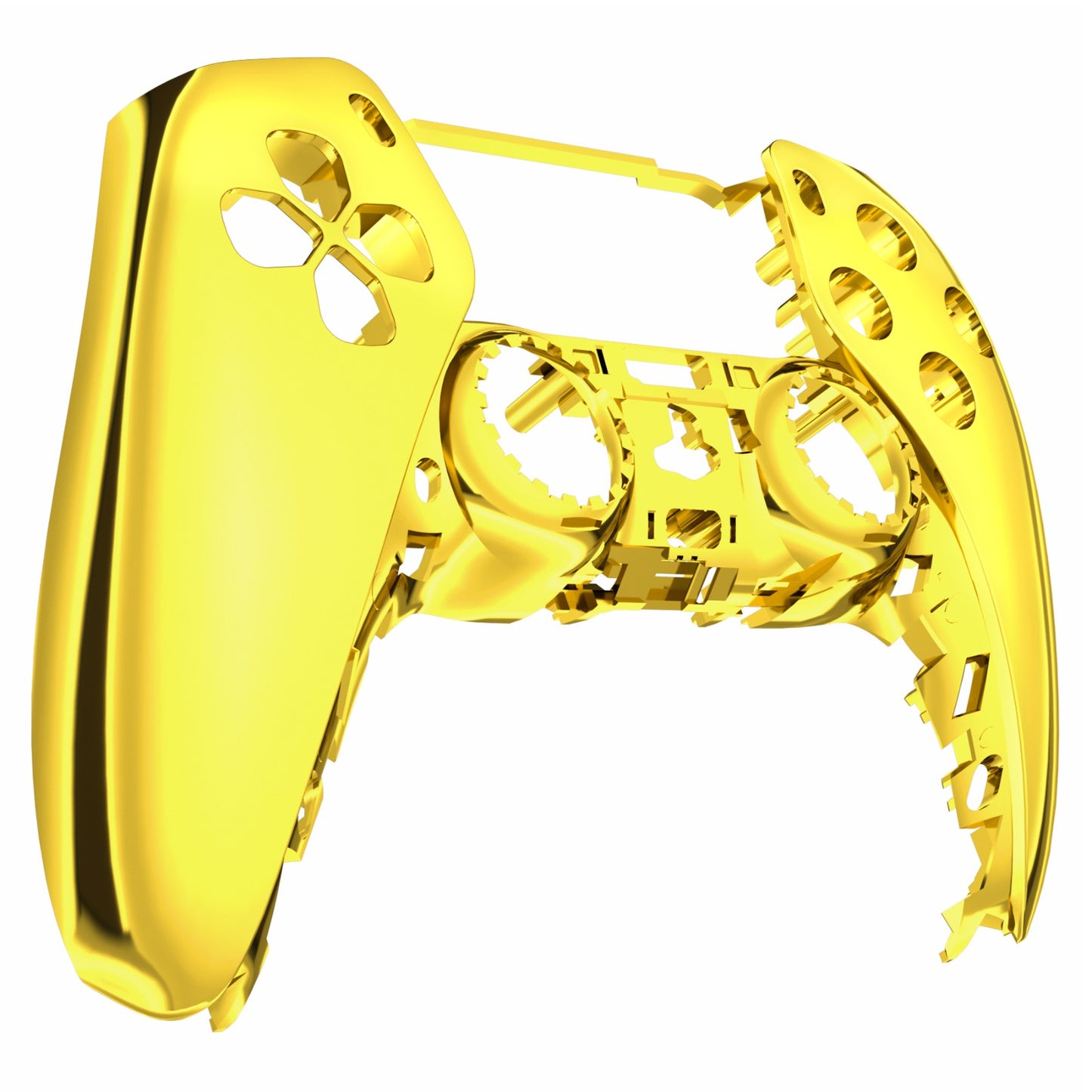 eXtremeRate Replacement Front Housing Shell Compatible with PS5 Controller BDM-010/020/030/040/050 - Chrome Gold Glossy