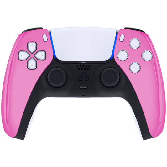 eXtremeRate Replacement Front Housing Shell Compatible with PS5 Controller BDM-010/020/030/040/050 - Chrome Pink Glossy