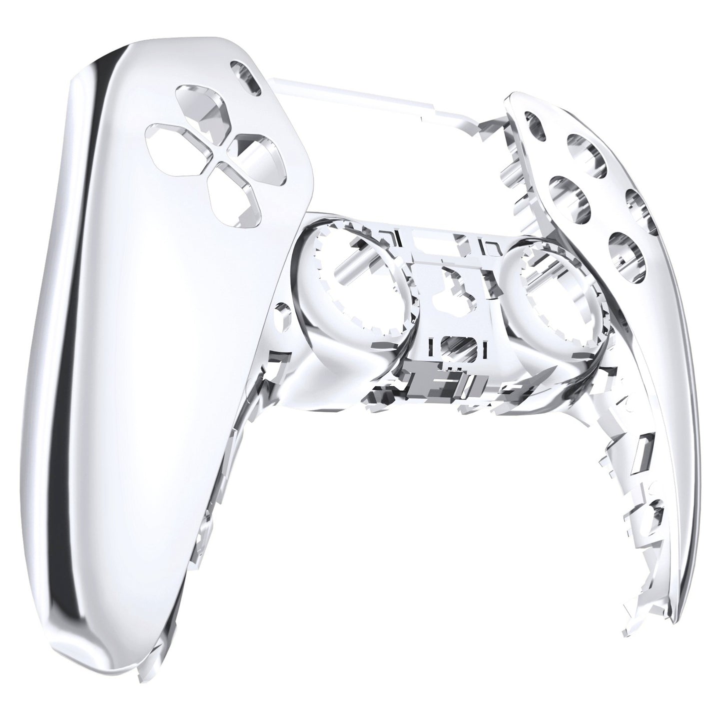 eXtremeRate Replacement Front Housing Shell Compatible with PS5 Controller BDM-010/020/030/040/050 - Chrome Silver Glossy