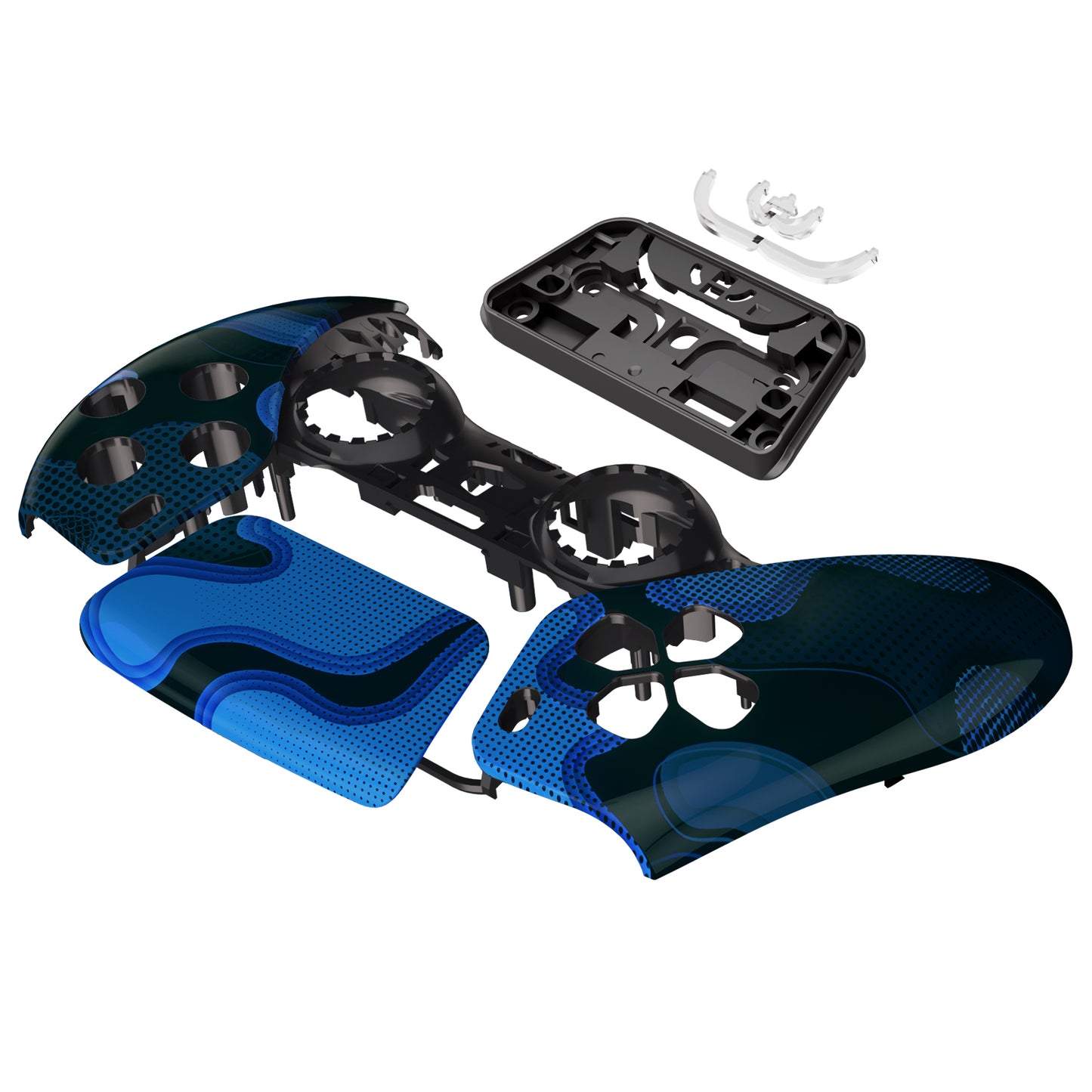 eXtremeRate Replacement Front Housing Shell with Touchpad Compatible with PS5 Controller BDM-010/020/030/040/050 - Blue Black Camouflage