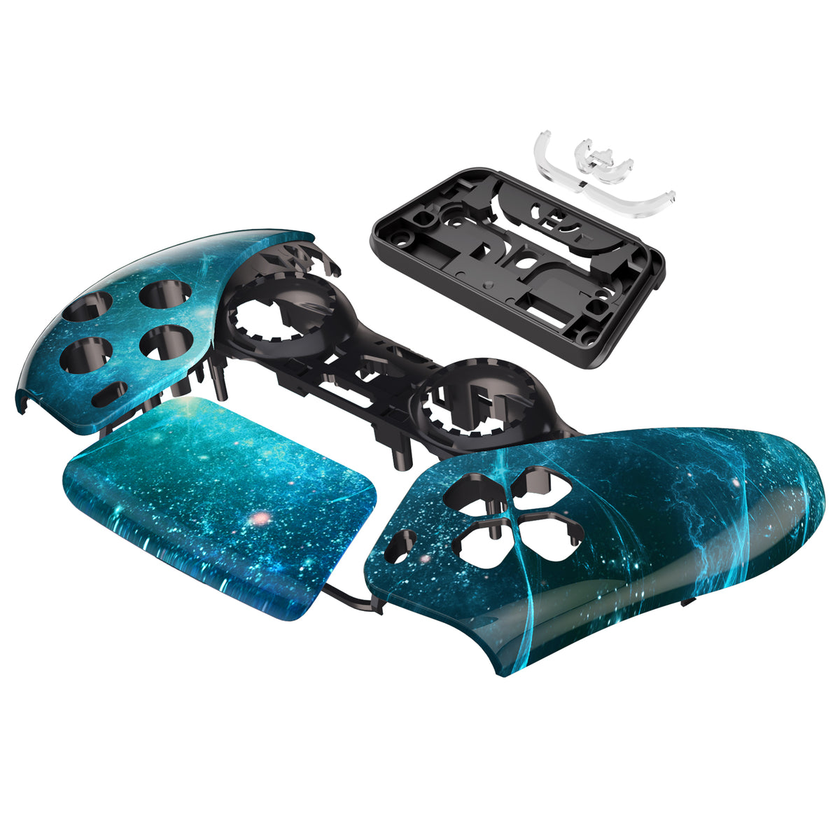 eXtremeRate Replacement Front Housing Shell with Touchpad Compatible with PS5 Controller BDM-010/020/030/040/050/060 - Blue Nebula