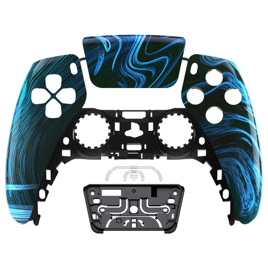 eXtremeRate Replacement Front Housing Shell with Touchpad Compatible with PS5 Controller BDM-010/020/030/040/050 - Blue Swirl