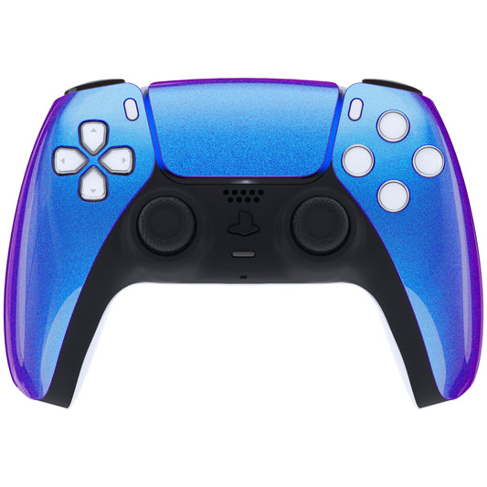 eXtremeRate Replacement Front Housing Shell with Touchpad Compatible with PS5 Controller BDM-010/020/030/040/050 - Chameleon Purple Blue