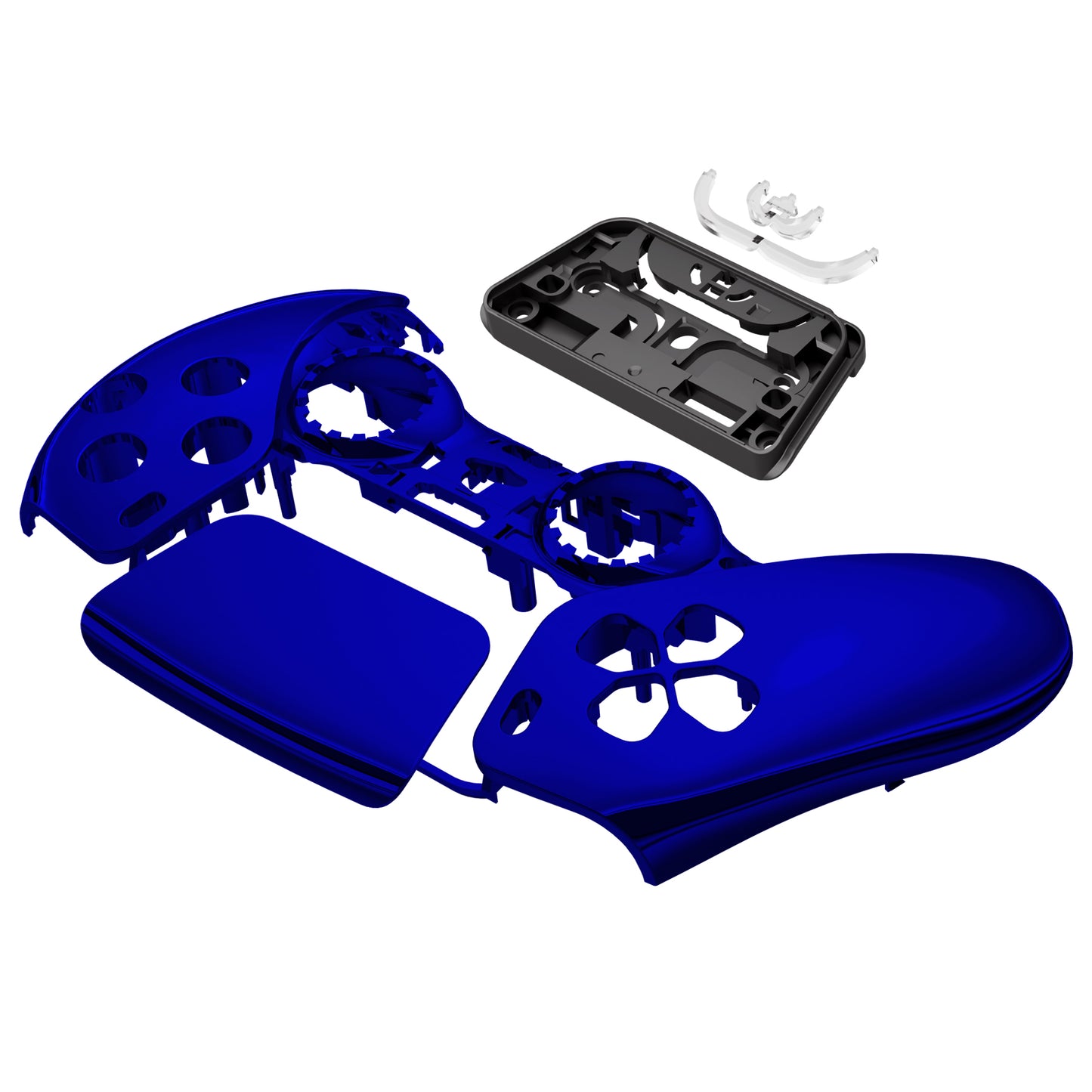 eXtremeRate Replacement Front Housing Shell with Touchpad Compatible with PS5 Controller BDM-010/020/030/040/050 - Chrome Blue