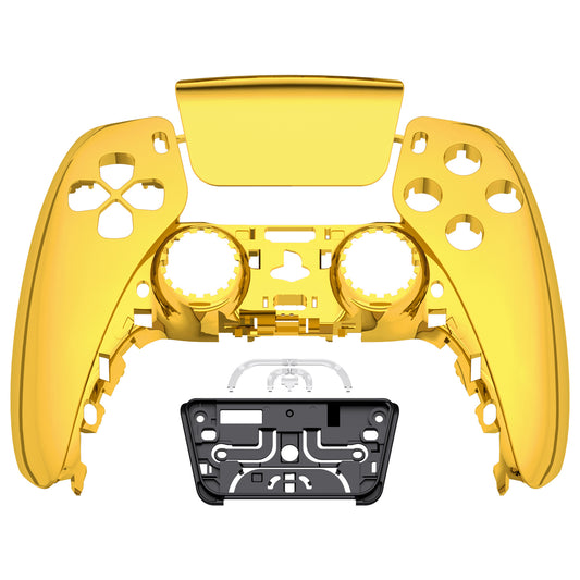 eXtremeRate Replacement Front Housing Shell with Touchpad Compatible with PS5 Controller BDM-010/020/030/040/050 - Chrome Gold