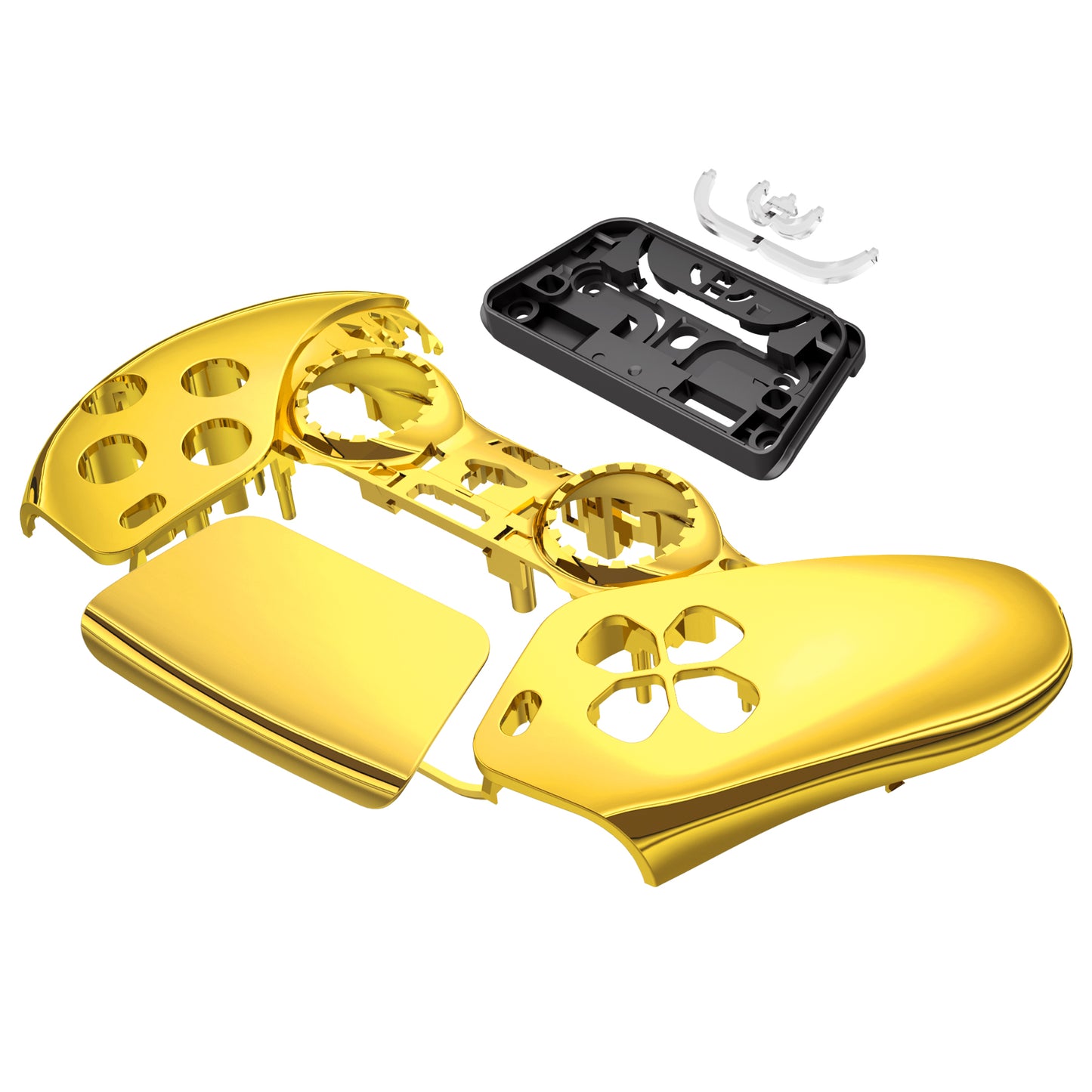 eXtremeRate Replacement Front Housing Shell with Touchpad Compatible with PS5 Controller BDM-010/020/030/040/050 - Chrome Gold