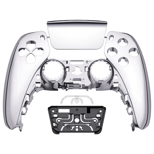 eXtremeRate Replacement Front Housing Shell with Touchpad Compatible with PS5 Controller BDM-010/020/030/040/050 - Chrome Silver