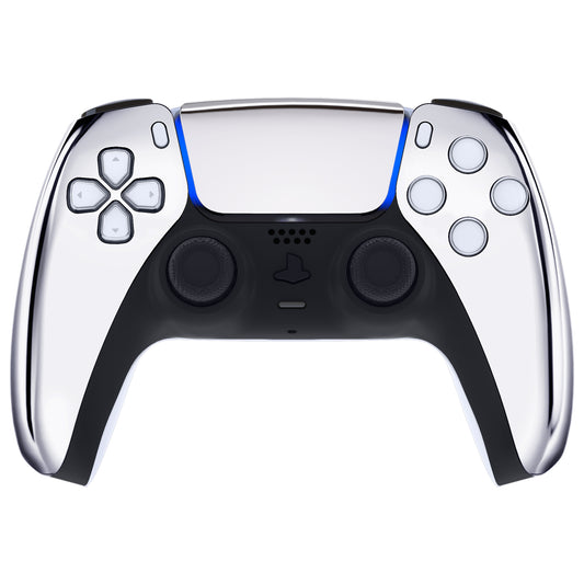 eXtremeRate Replacement Front Housing Shell with Touchpad Compatible with PS5 Controller BDM-010/020/030/040/050 - Chrome Silver