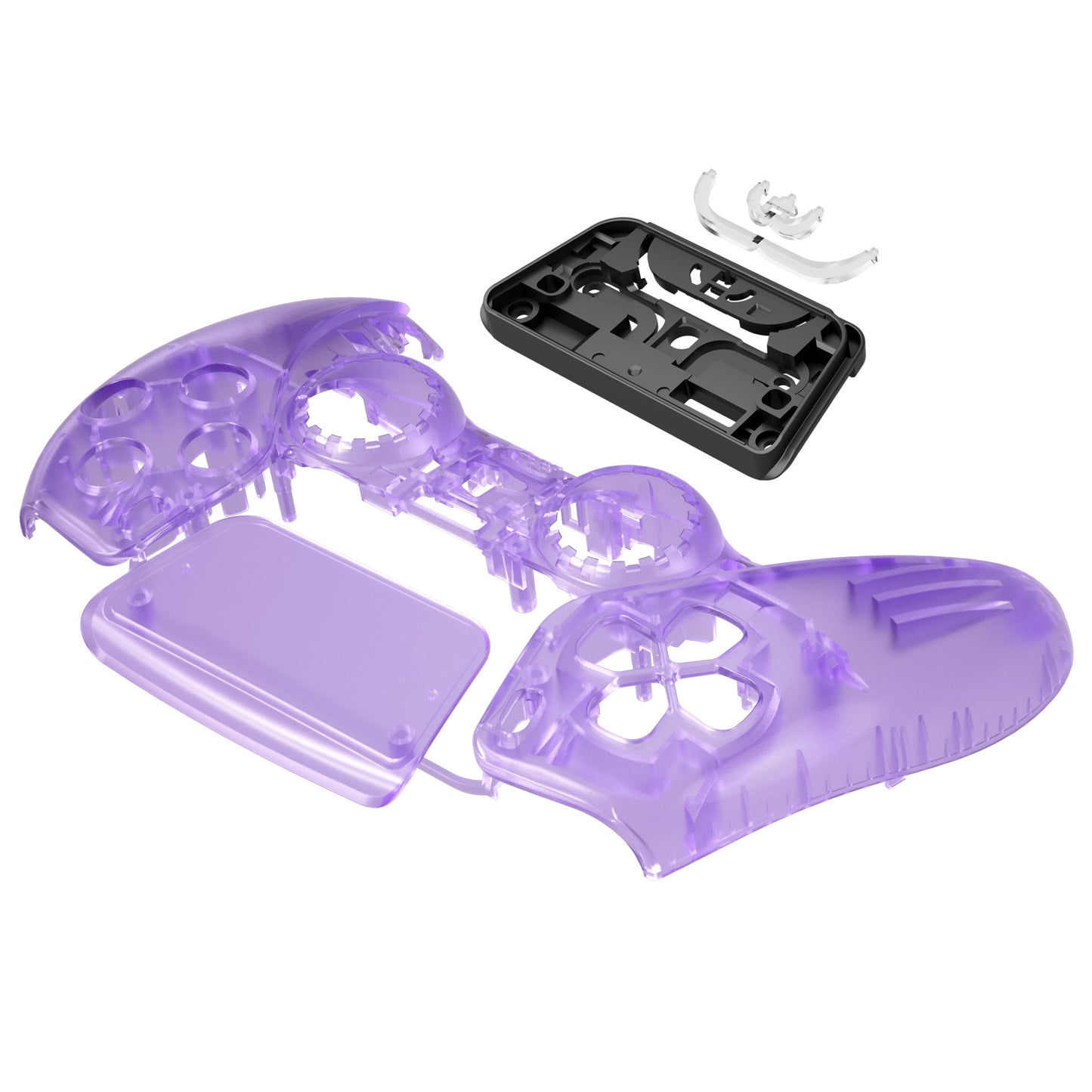 eXtremeRate Replacement Front Housing Shell with Touchpad Compatible with PS5 Controller BDM-010/020/030/040/050 - Clear Atomic Purple