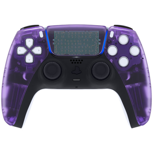eXtremeRate Replacement Front Housing Shell with Touchpad Compatible with PS5 Controller BDM-010/020/030/040/050 - Clear Atomic Purple