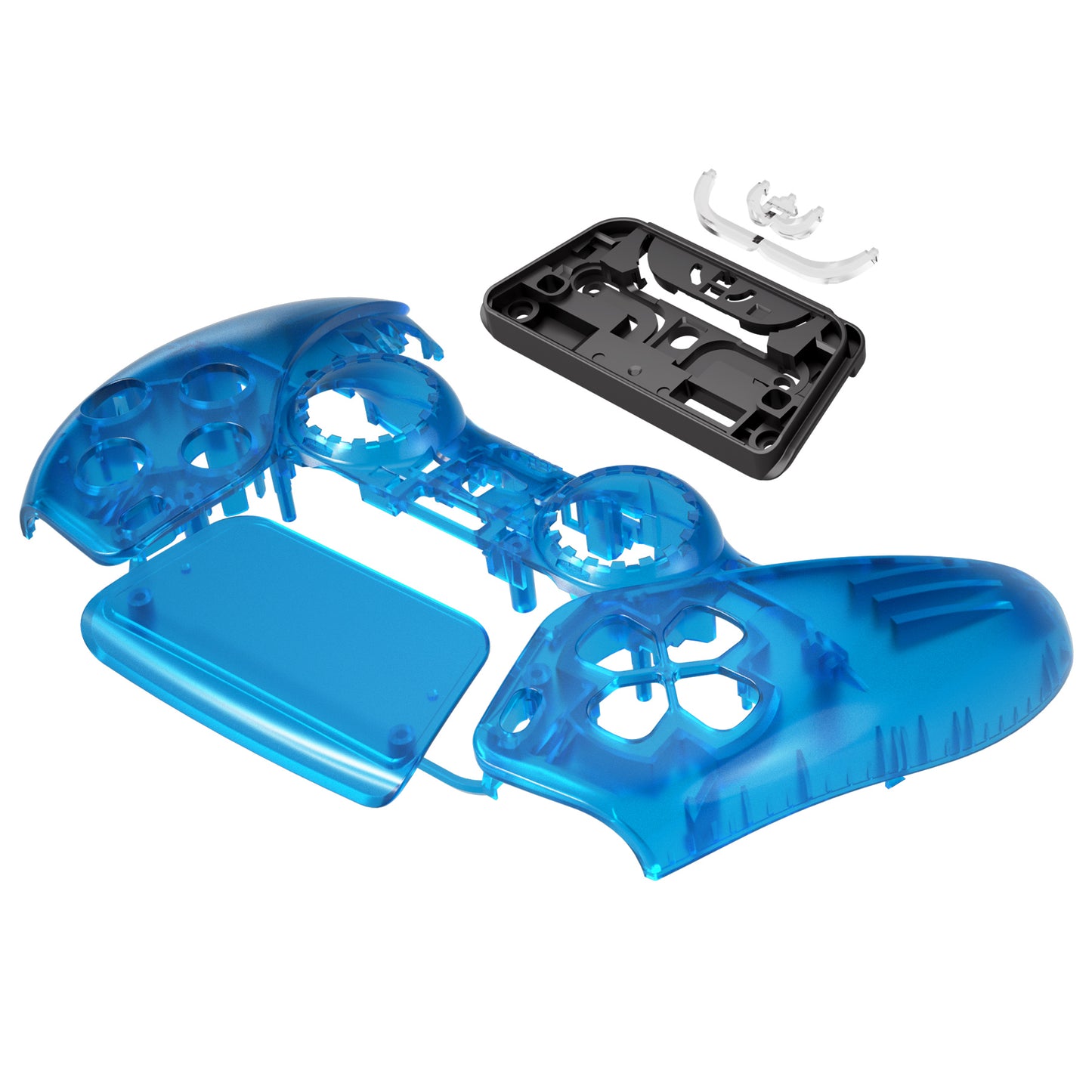 eXtremeRate Replacement Front Housing Shell with Touchpad Compatible with PS5 Controller BDM-010/020/030/040/050 - Clear Blue