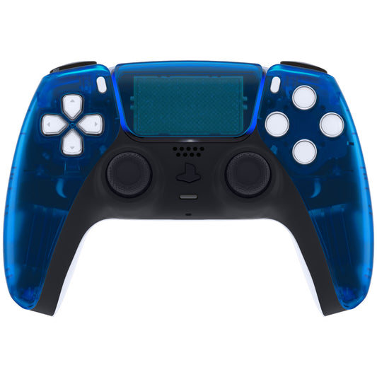 eXtremeRate Replacement Front Housing Shell with Touchpad Compatible with PS5 Controller BDM-010/020/030/040/050 - Clear Blue