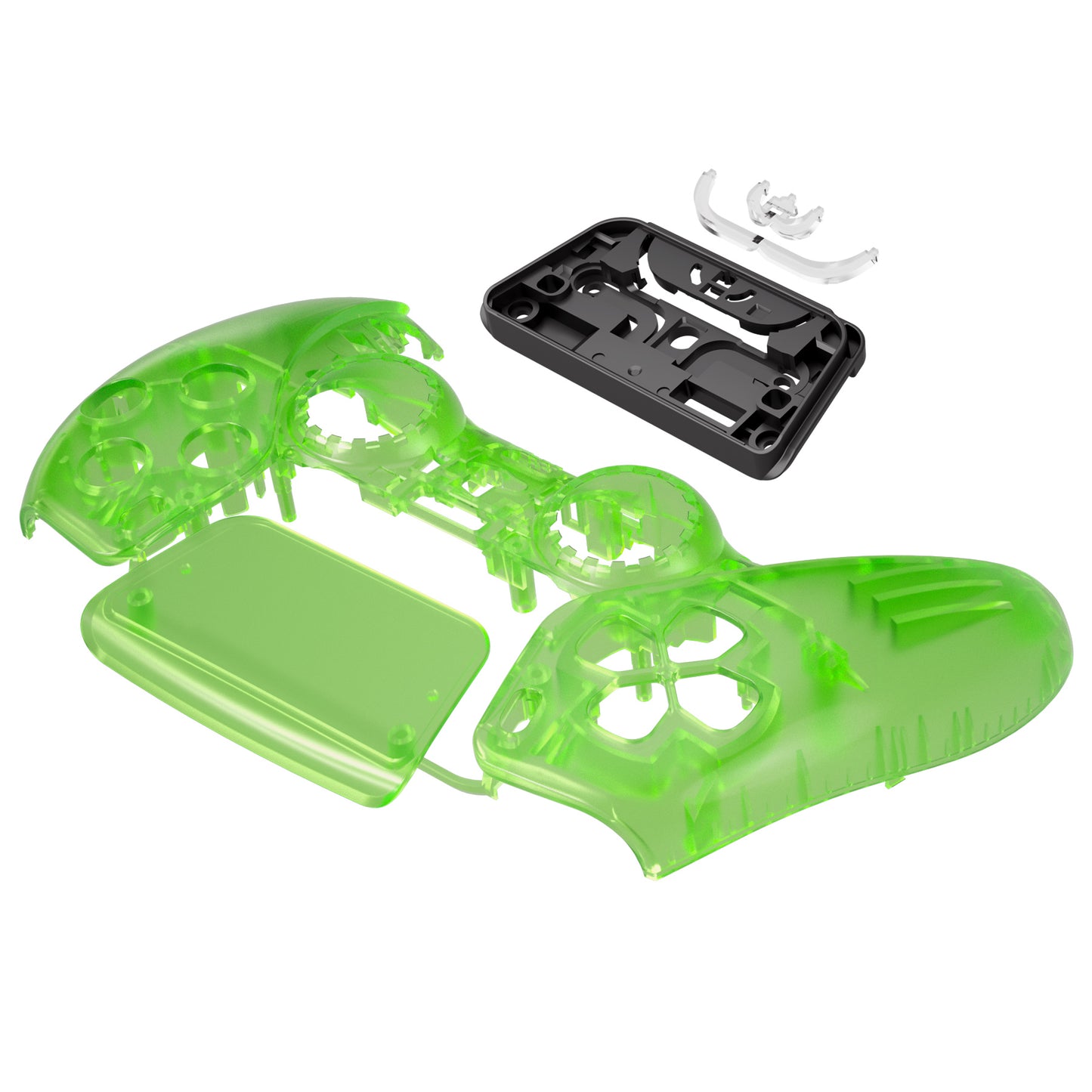 eXtremeRate Replacement Front Housing Shell with Touchpad Compatible with PS5 Controller BDM-010/020/030/040/050 - Clear Green