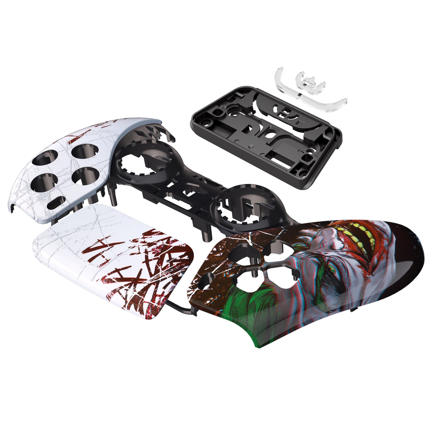 eXtremeRate Replacement Front Housing Shell with Touchpad Compatible with PS5 Controller BDM-010/020/030/040/050/060 - Clown HAHAHA