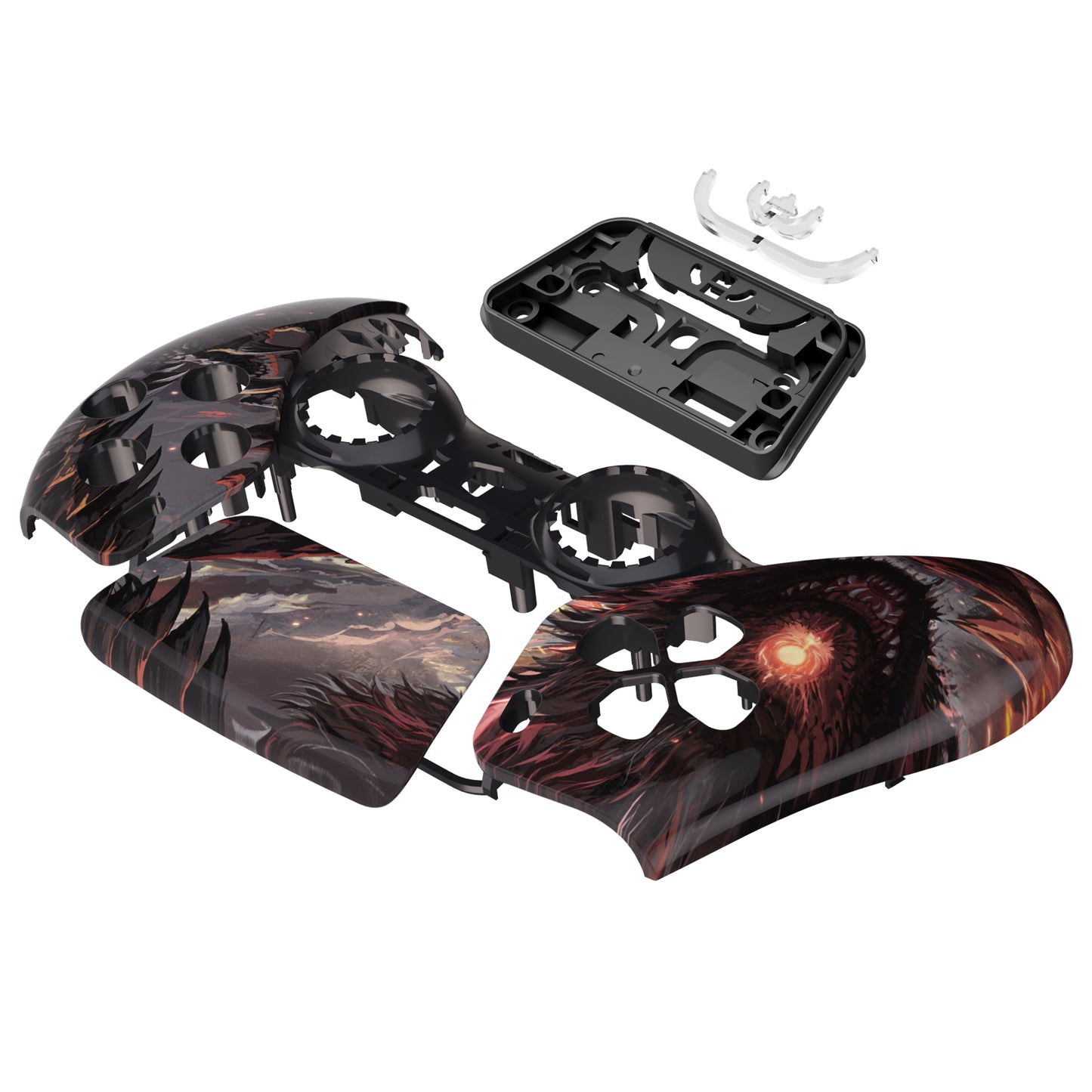 eXtremeRate Replacement Front Housing Shell with Touchpad Compatible with PS5 Controller BDM-010/020/030/040/050 - Cyclops Dragon