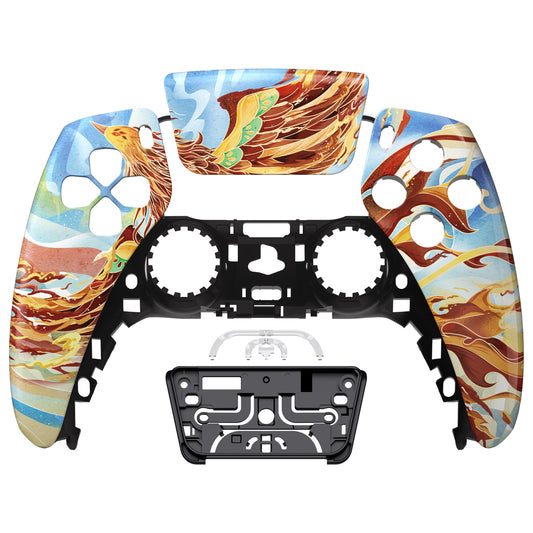 eXtremeRate Replacement Front Housing Shell with Touchpad Compatible with PS5 Controller BDM-010/020/030/040/050 - Fire Phoenix