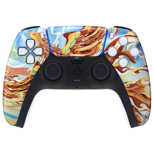 eXtremeRate Replacement Front Housing Shell with Touchpad Compatible with PS5 Controller BDM-010/020/030/040/050 - Fire Phoenix