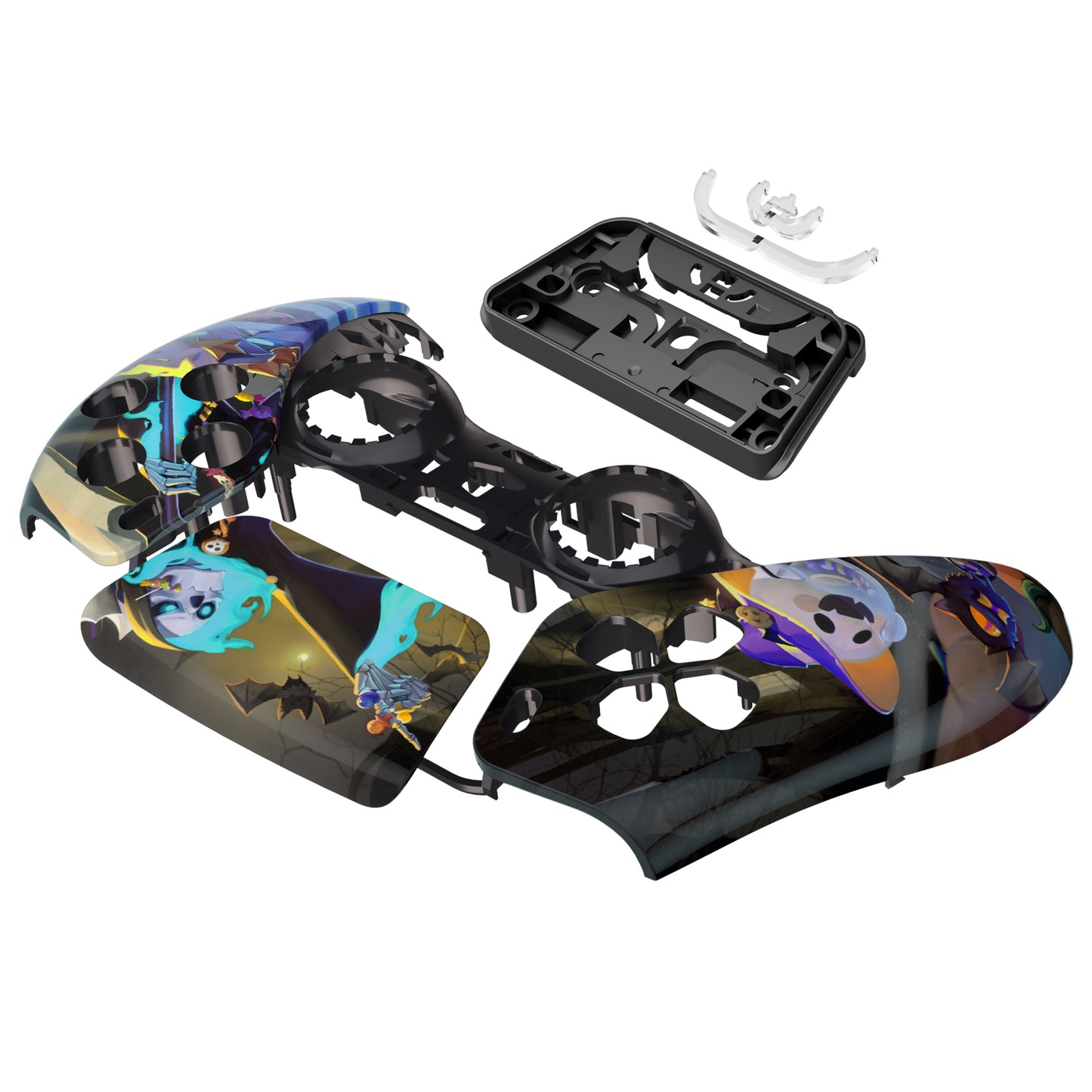 eXtremeRate Replacement Front Housing Shell with Touchpad Compatible with PS5 Controller BDM-010/020/030/040/050 - Glow in Dark - Halloween Candy Night