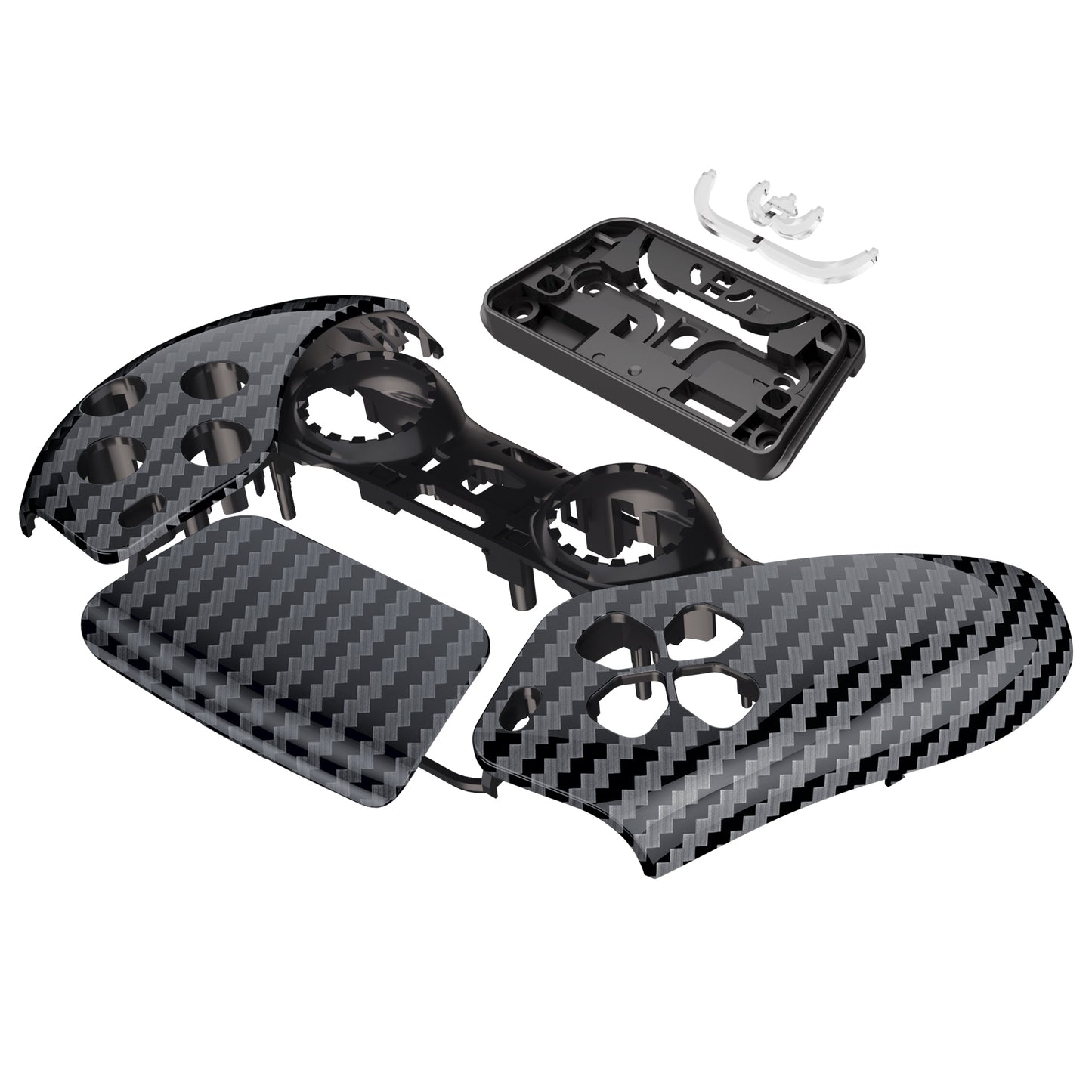 eXtremeRate Replacement Front Housing Shell with Touchpad Compatible with PS5 Controller BDM-010/020/030/040/050/060 - Graphite Carbon Fiber