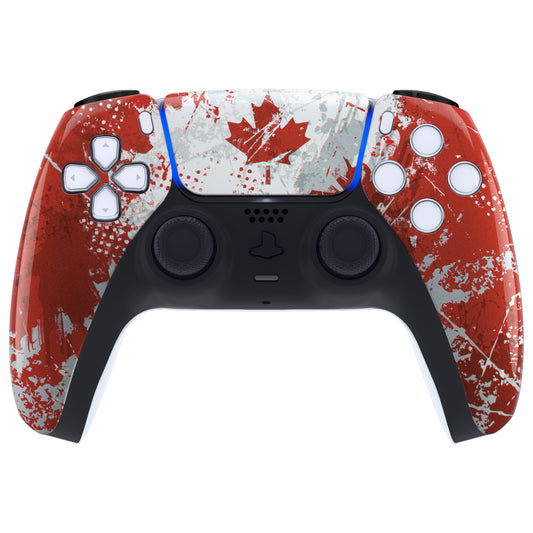eXtremeRate Replacement Front Housing Shell with Touchpad Compatible with PS5 Controller BDM-010/020/030/040/050 - Impression Canada Flag