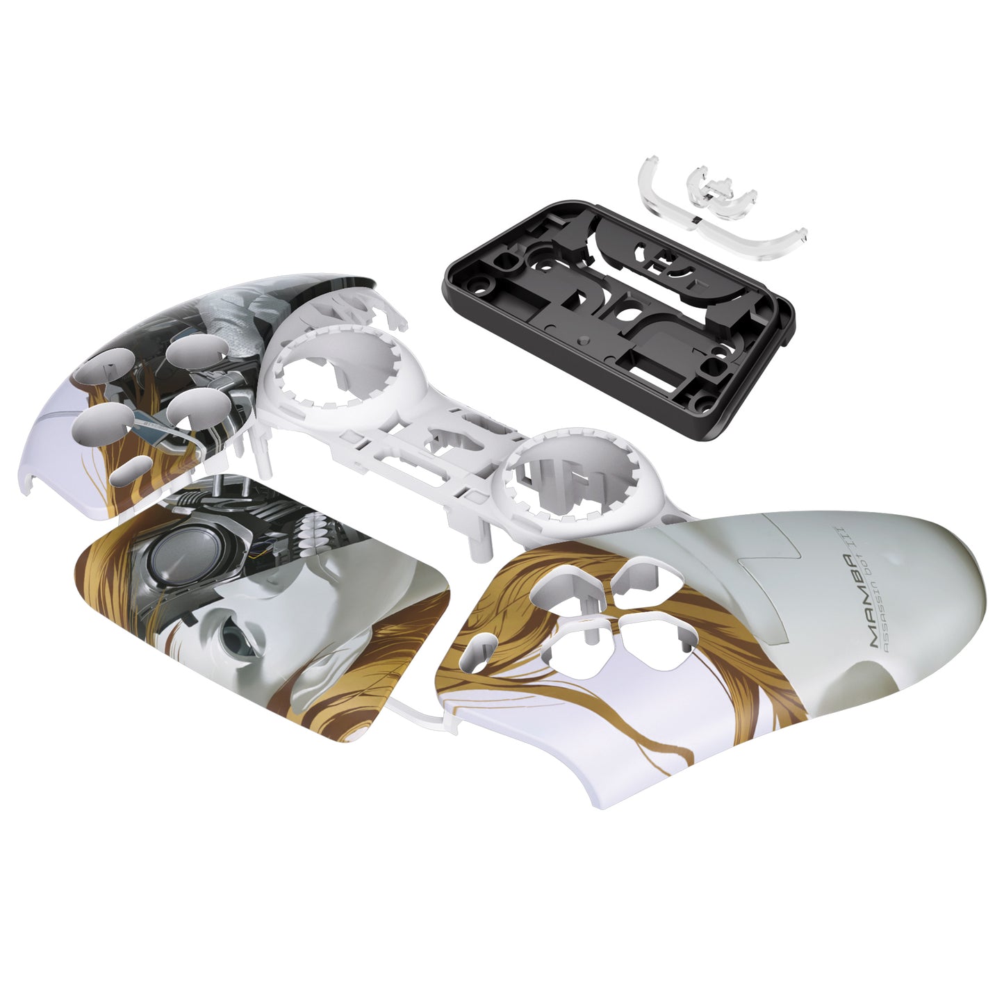 eXtremeRate Replacement Front Housing Shell with Touchpad Compatible with PS5 Controller BDM-010/020/030/040/050 - Mamba Assassin Bot III