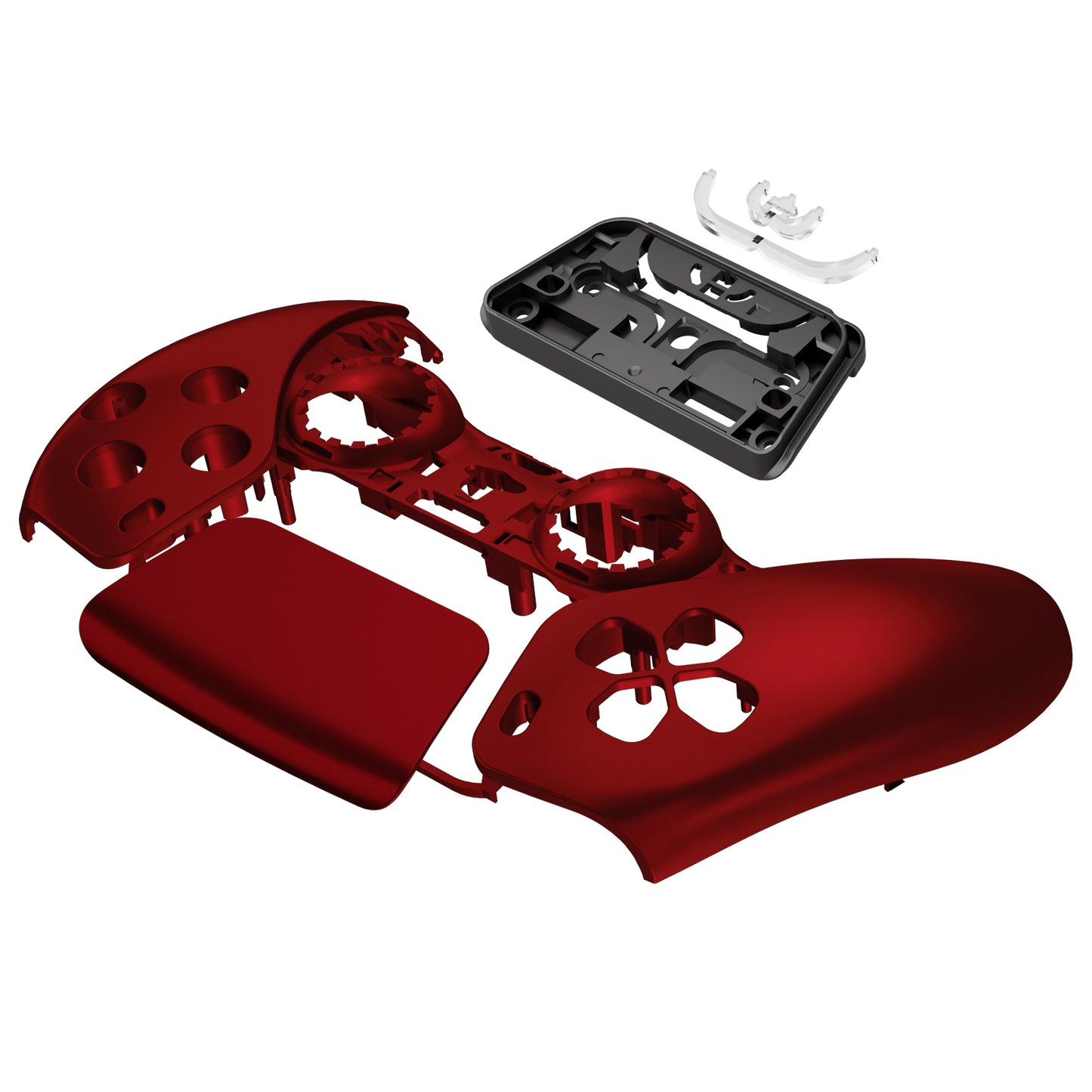 eXtremeRate Replacement Front Housing Shell with Touchpad Compatible with PS5 Controller BDM-010/020/030/040/050 - Scarlet Red