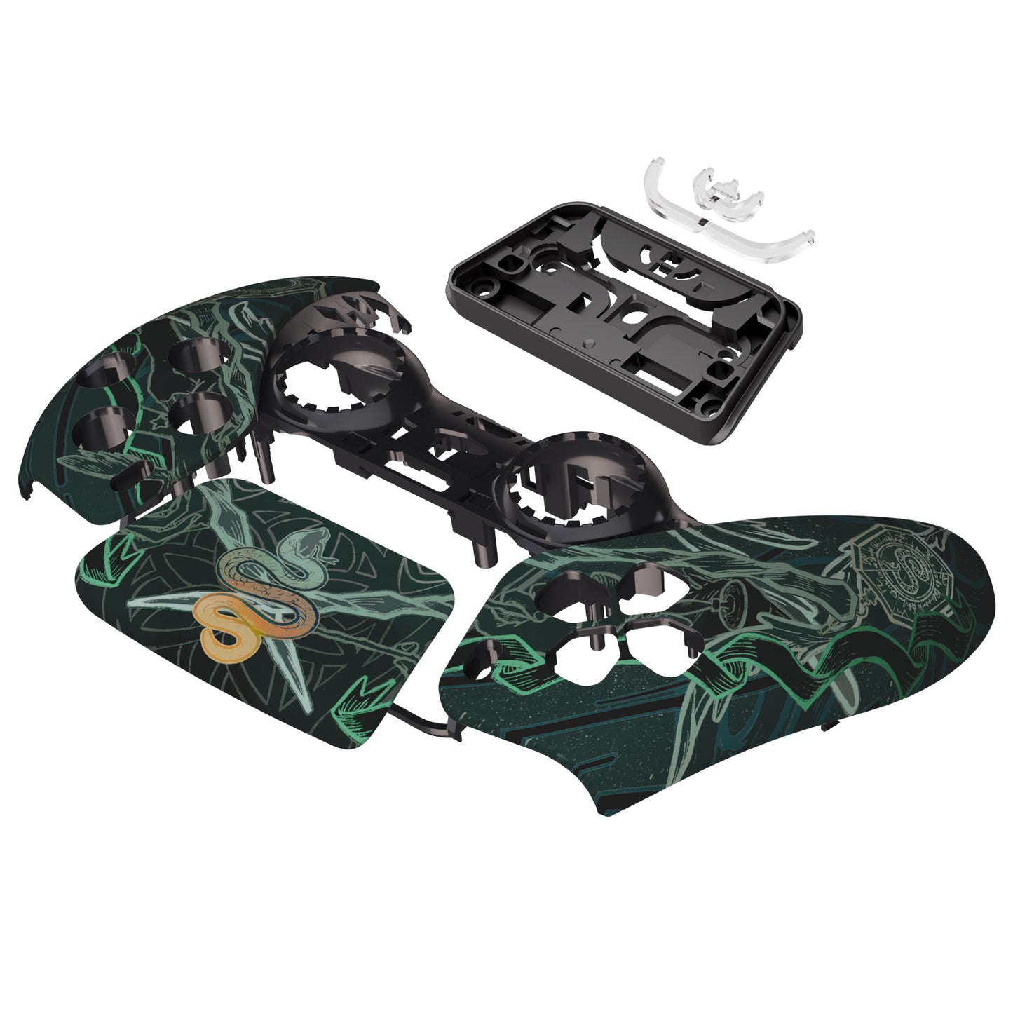 eXtremeRate Replacement Front Housing Shell with Touchpad Compatible with PS5 Controller BDM-010/020/030/040/050 - Serpent Totem