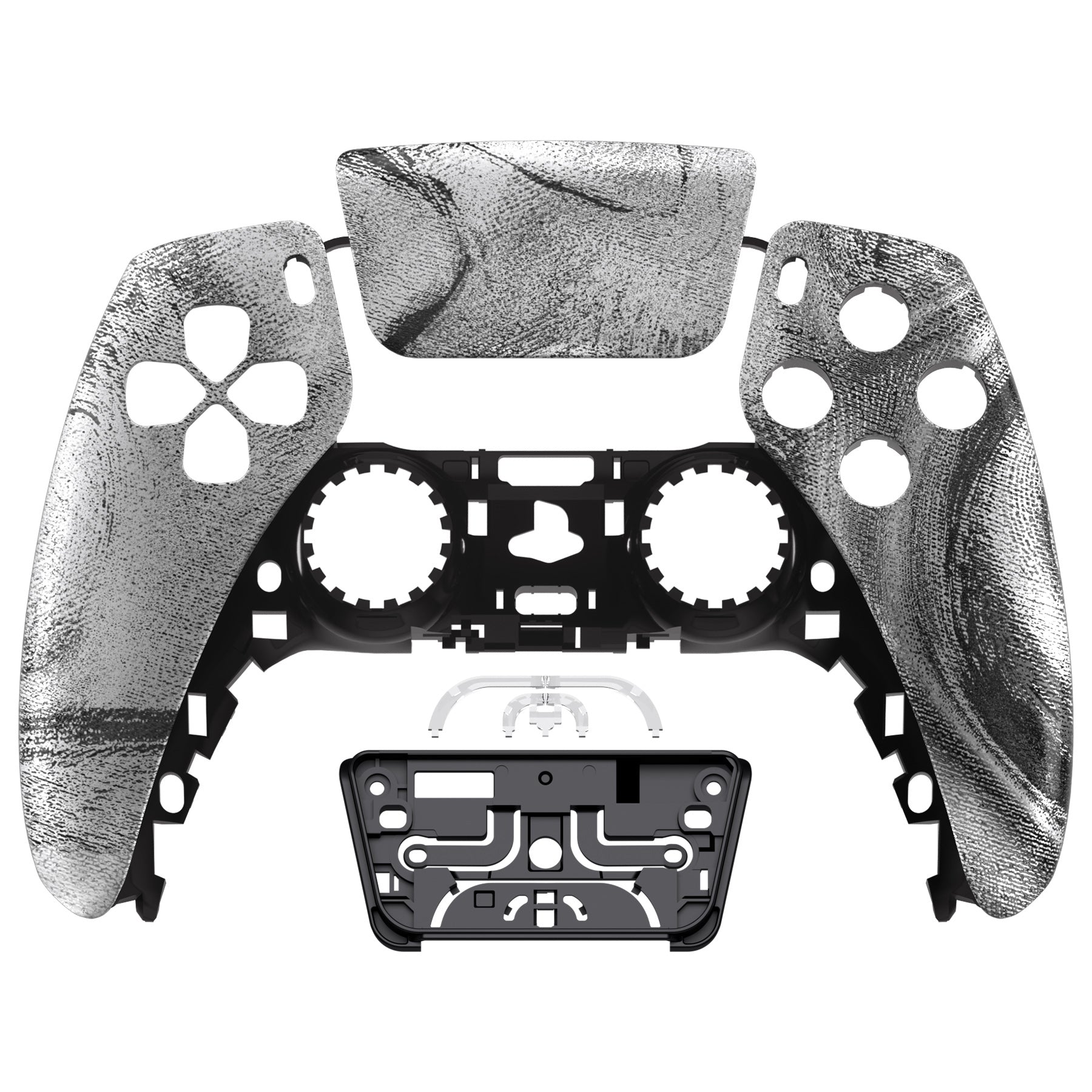 eXtremeRate Silver Wave Touchpad Front Housing Shell Compatible