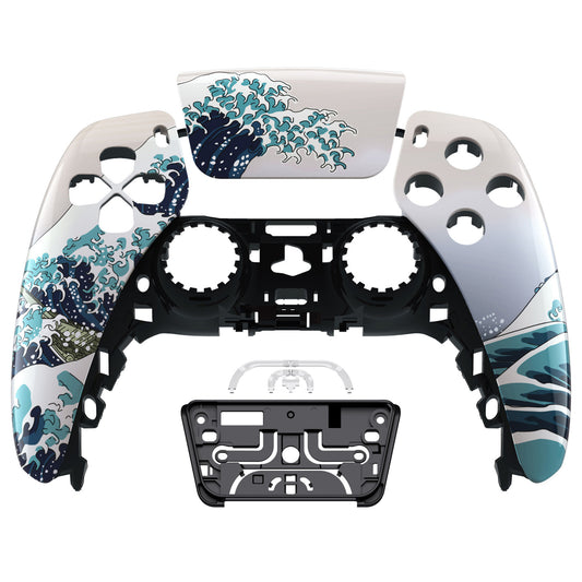eXtremeRate Replacement Front Housing Shell with Touchpad Compatible with PS5 Controller BDM-010/020/030/040/050 - The Great Wave