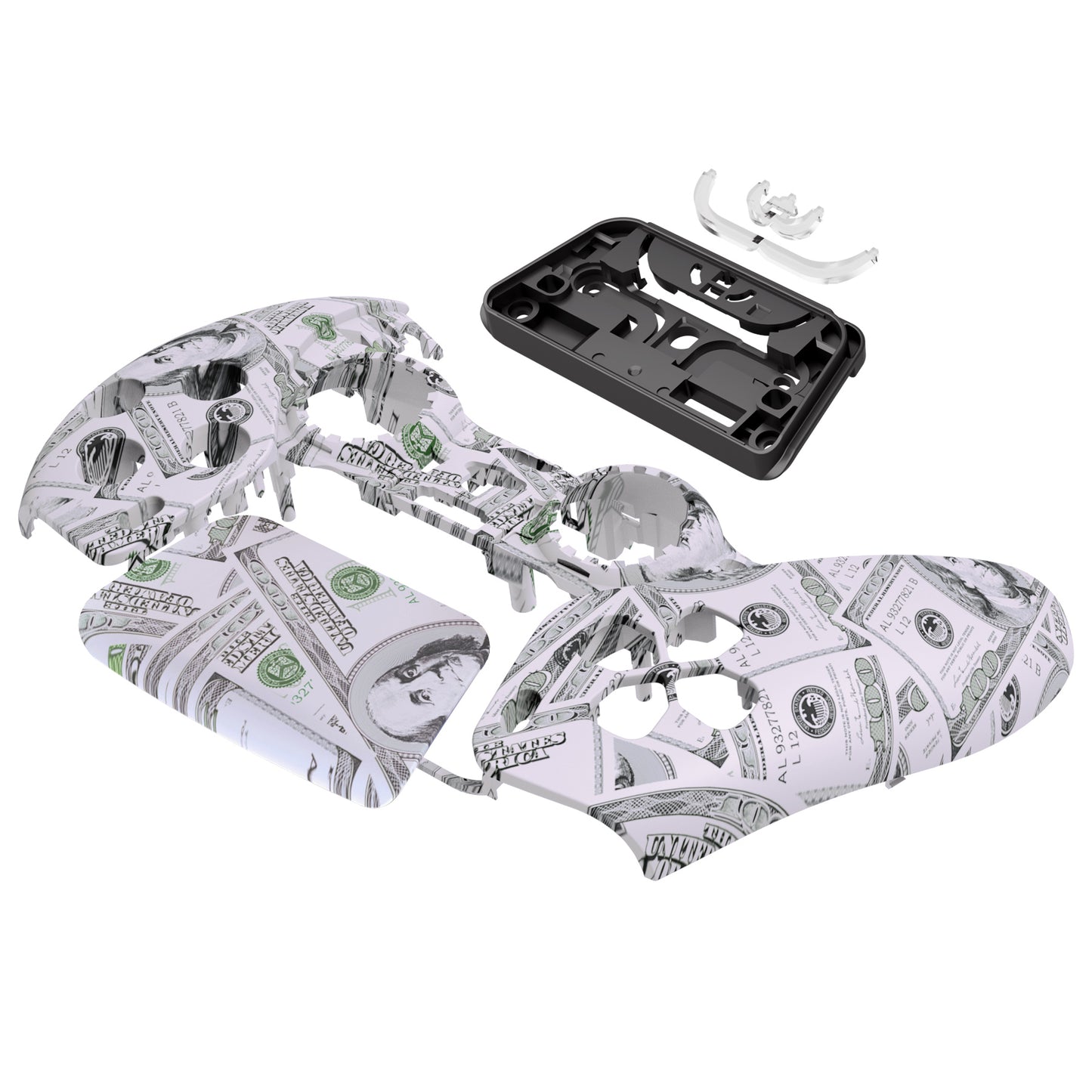 eXtremeRate Replacement Front Housing Shell with Touchpad Compatible with PS5 Controller BDM-010/020/030/040/050 - The $100 Cash Money