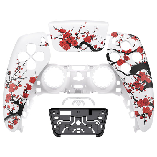 eXtremeRate Replacement Front Housing Shell with Touchpad Compatible with PS5 Controller BDM-010/020/030/040/050 - Winter Blossom eXtremeRate