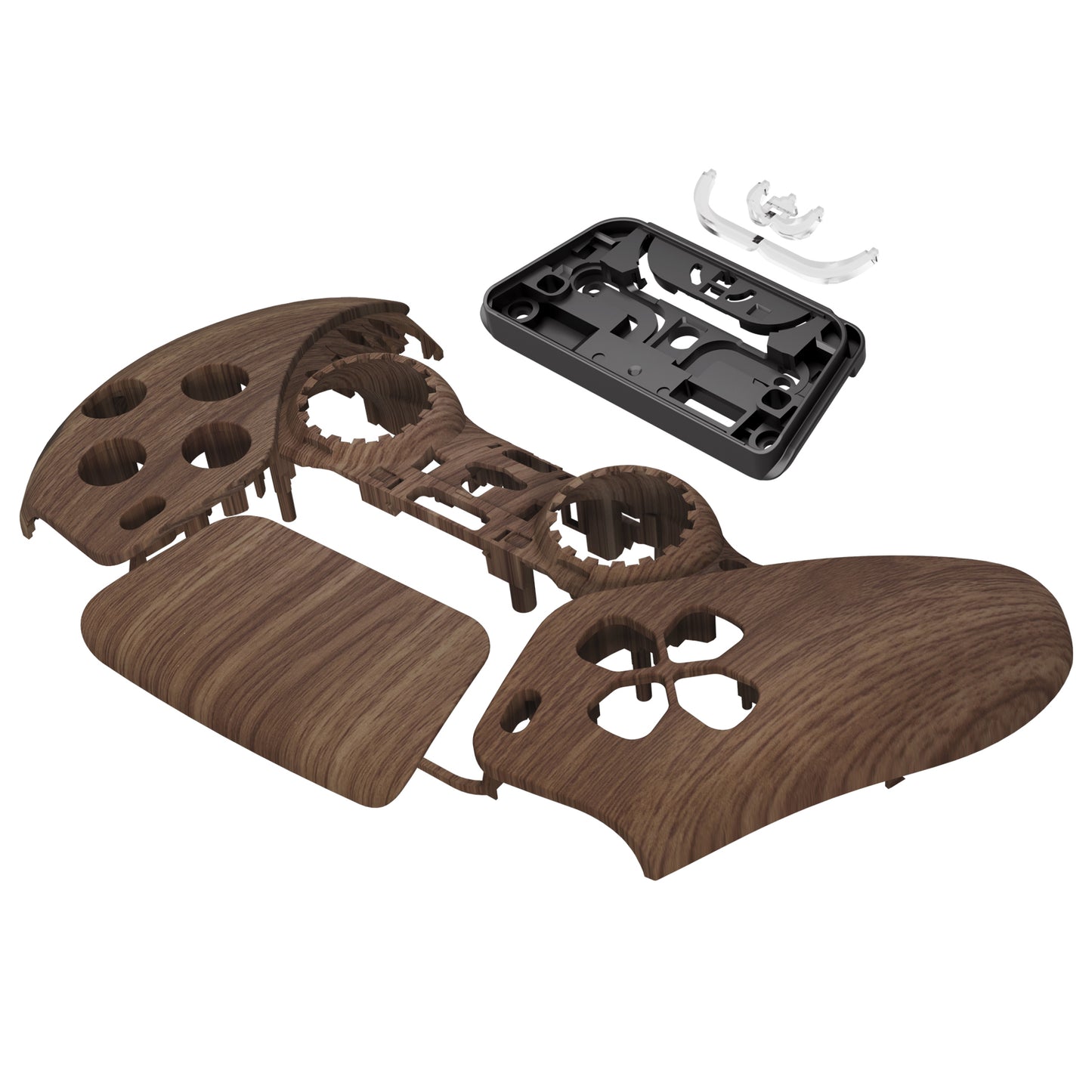 eXtremeRate Replacement Front Housing Shell with Touchpad Compatible with PS5 Controller BDM-010/020/030/040/050 - Wood Grain