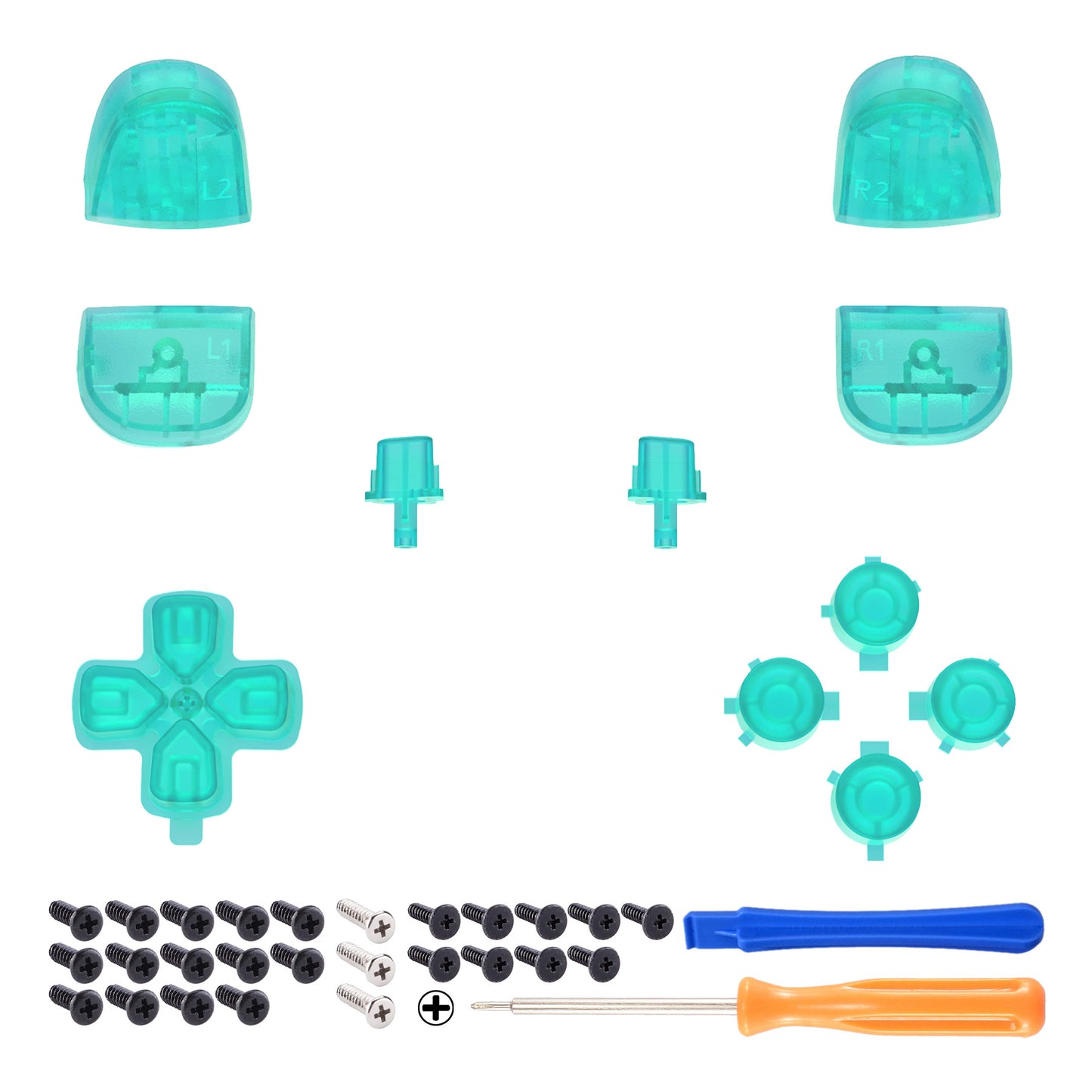 eXtremeRate Replacement Full Set Buttons Compatible with PS5 Controller BDM-010/020 - Emerald Green