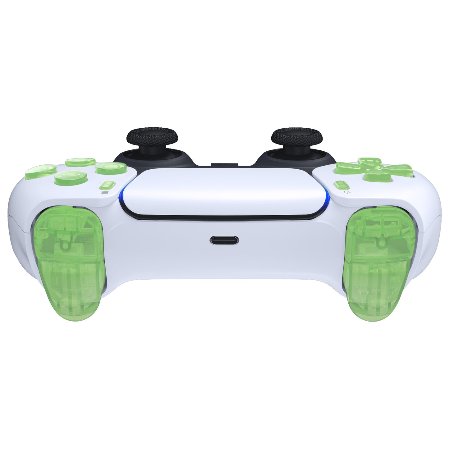 eXtremeRate Replacement Full Set Buttons Compatible with PS5 Controller BDM-030/040/050/060 - Clear Light Green