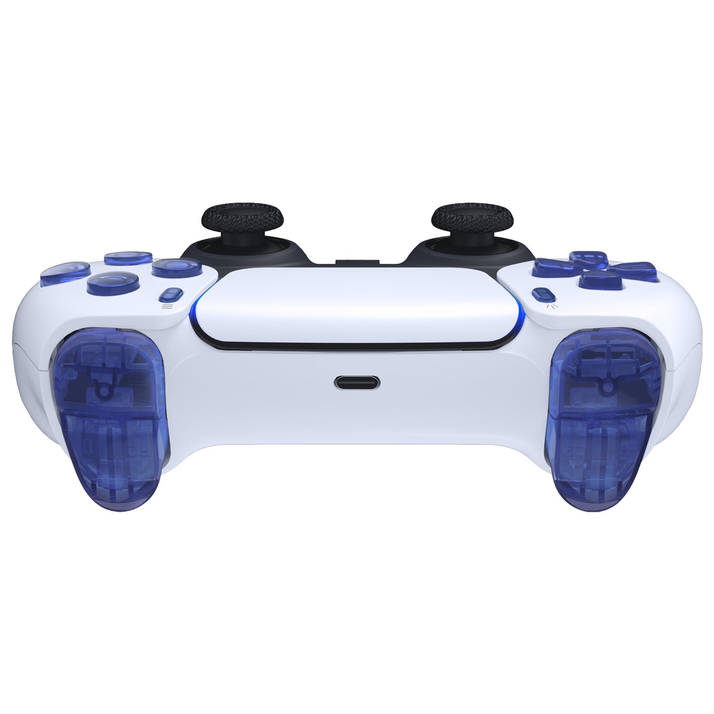 eXtremeRate Replacement Full Set Buttons Compatible with PS5 Controller BDM-030/040/050/060 - Crystal Clear Light Blue