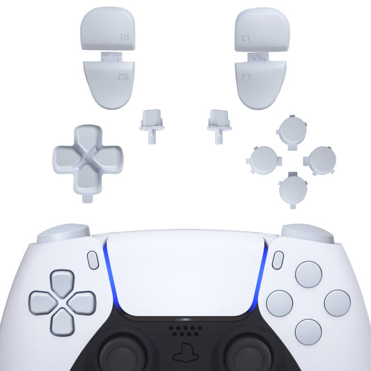 eXtremeRate Replacement Full Set Buttons Compatible with PS5 Controller BDM-030/040/050 - Original White